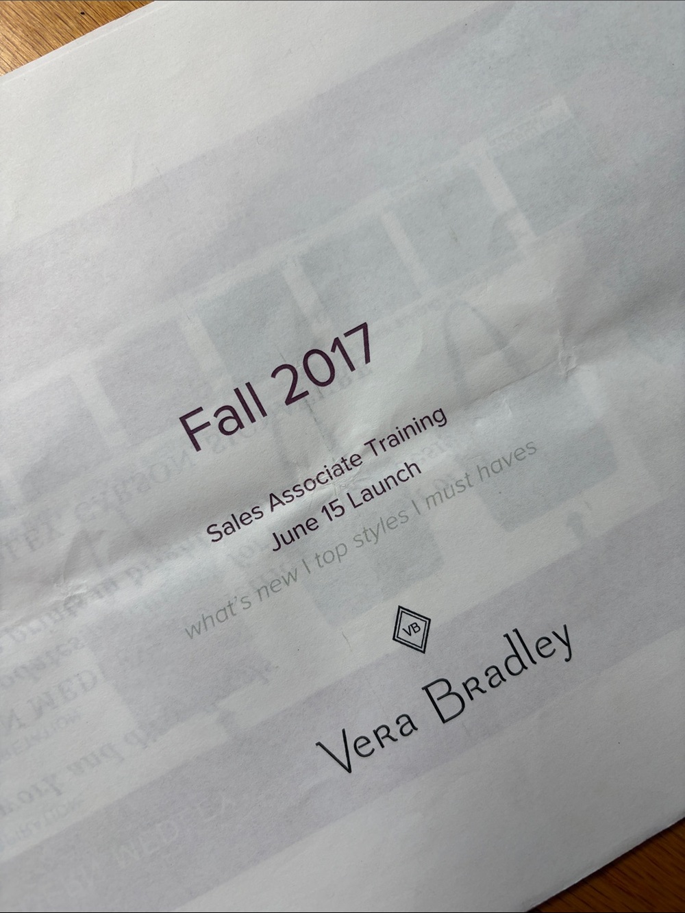 Vera Bradley Fall 2017 Sales Training Guide